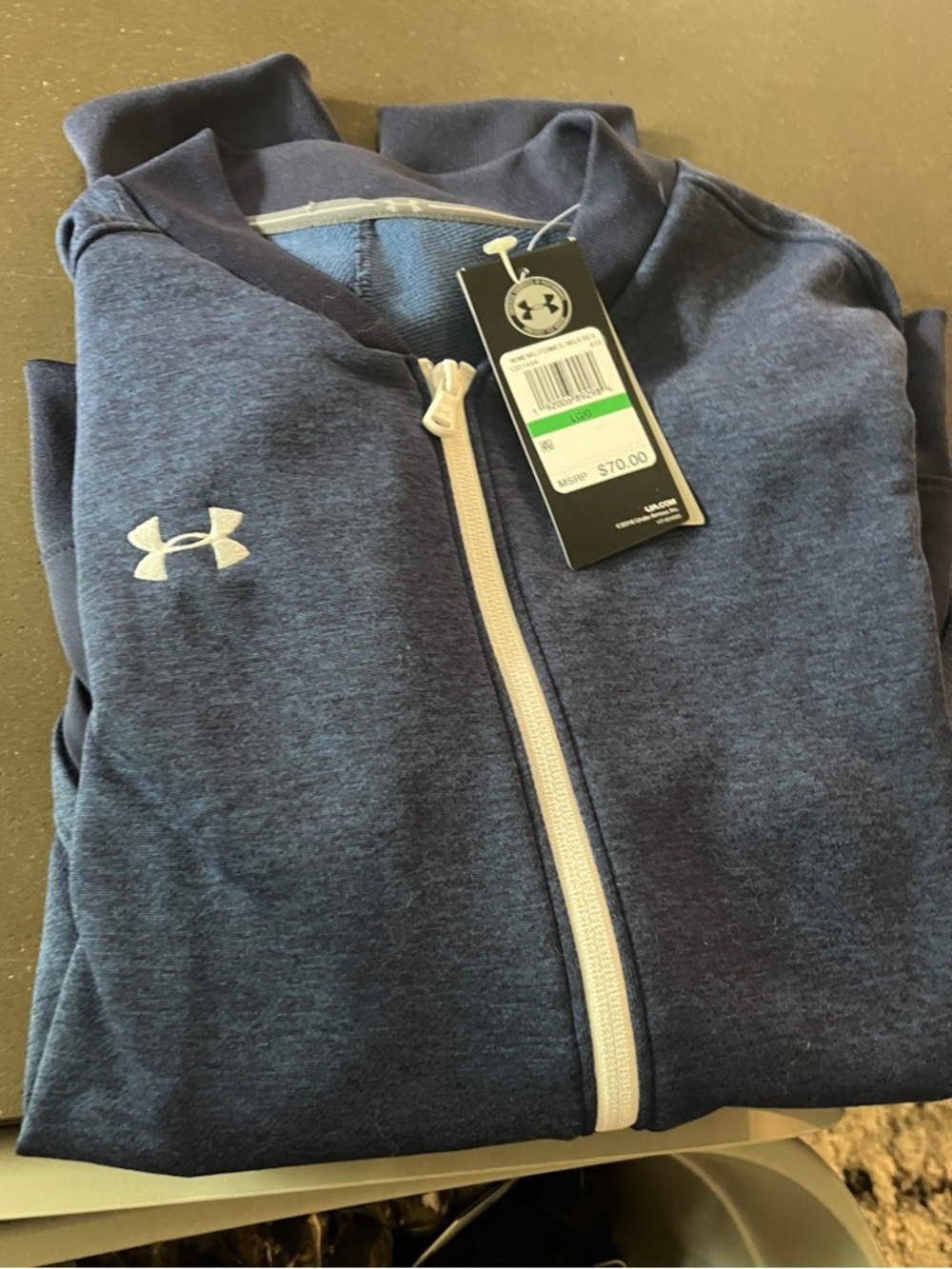 Under Armour women’s Heather Navy Size Large NWT Full-Zip Performance Hoodie